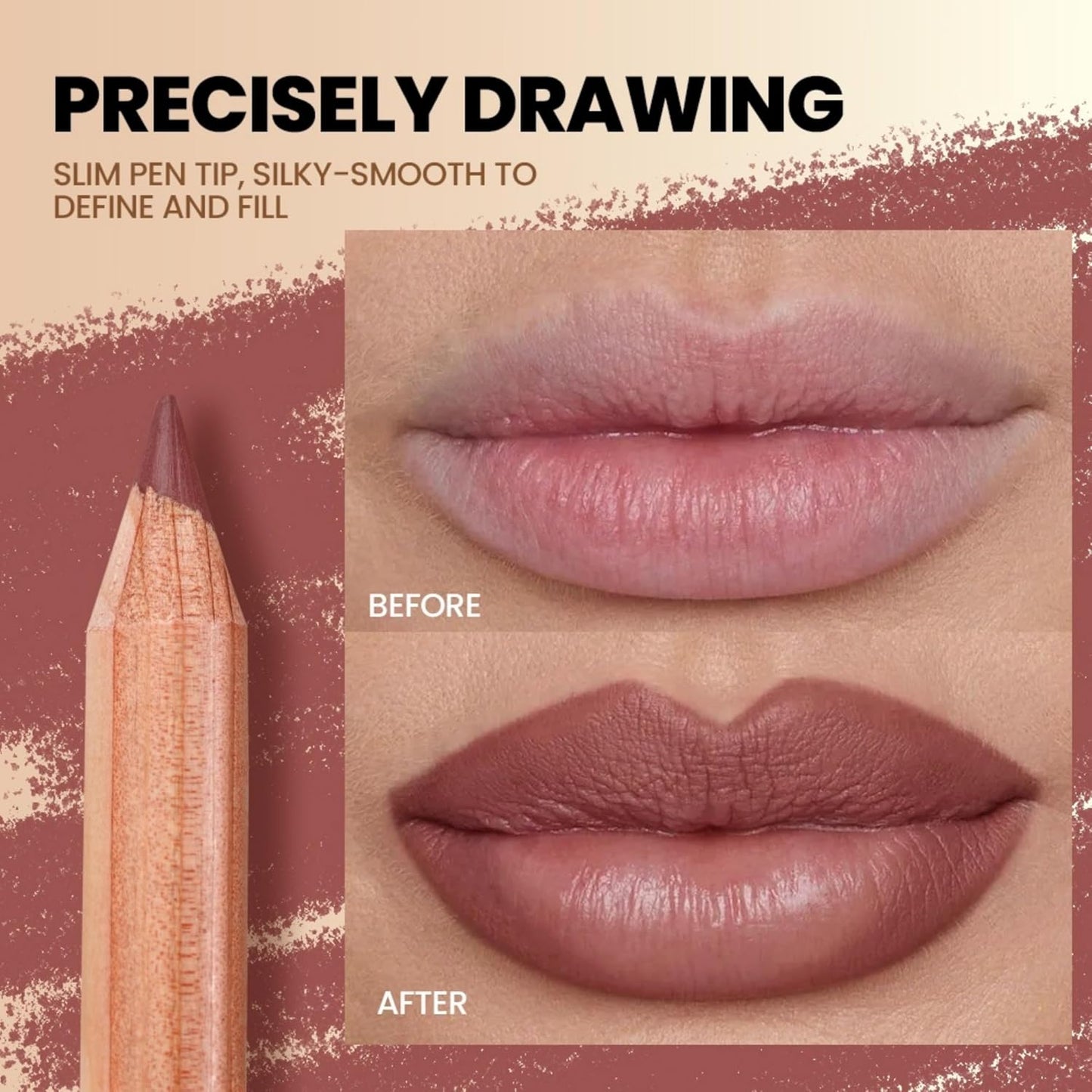 Lip Liner Set - 6 Pcs High Pigmented Matte Finish | Natural Oak, Brown, Pink, Red Colors