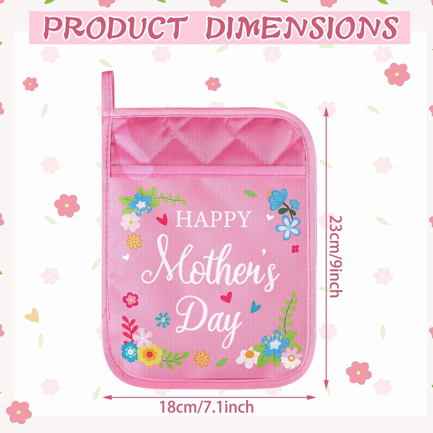 LemonRoad 12 Pcs Mother's Day Floral Pot Holders - Best Mom Ever Baking Supplies | Church Gifts
