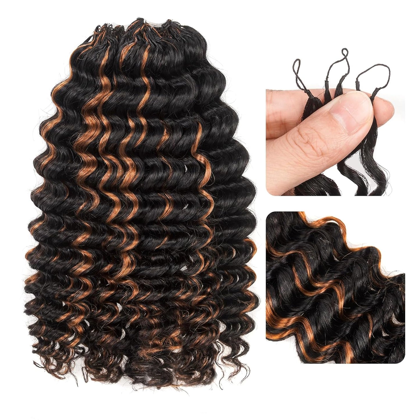 ToyoTress Ocean Wave Crochet Hair - 10 Inch Invisible Knotless Deep Curly Braiding Hair | Natural Color, 250G