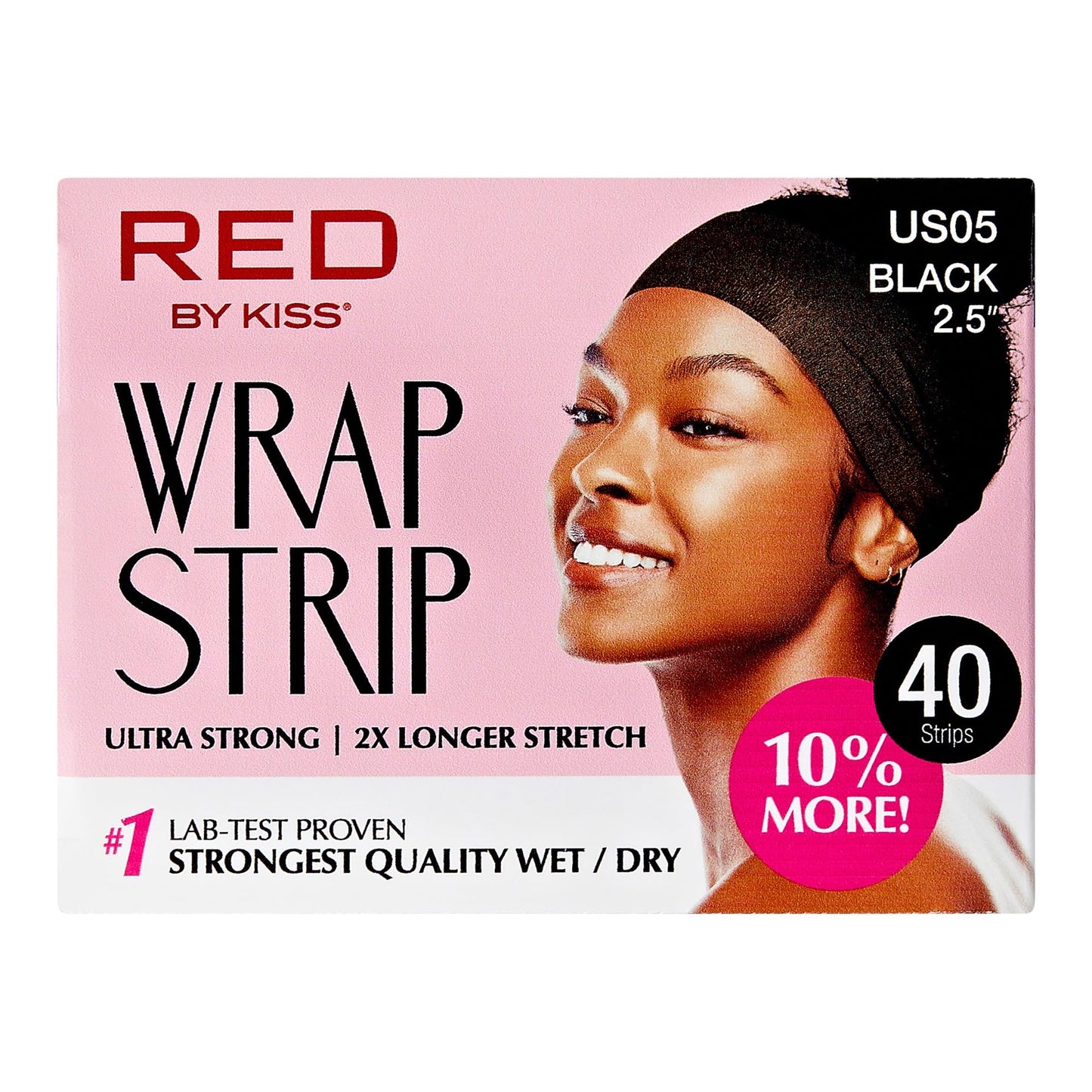 Red by Kiss Hair Wrapping Strip, Ultra Strong 2X Longer Stretch, 40 Strips, Suitable for Wet/Dry Hair, White, Styling Paper for Sleek Hairstyles (2.5", Black, 1 PACK)