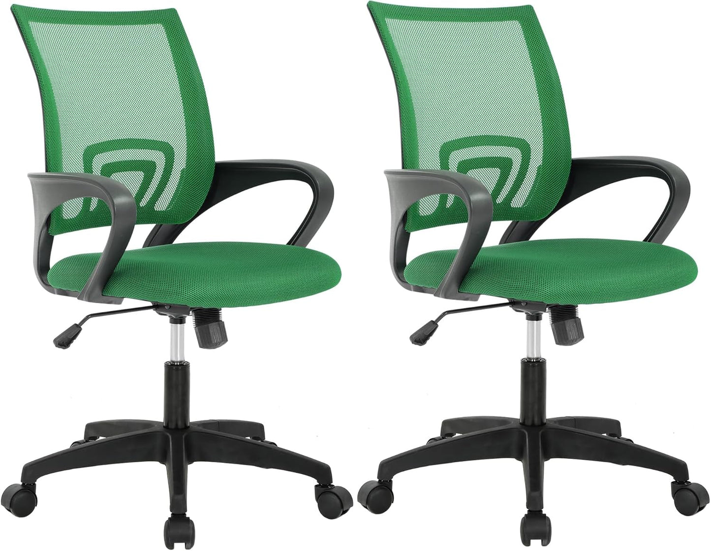 Ergonomic Office Chair - Mid-Back Swivel Desk Chair with Breathable Backrest & Lumbar Support - Adjustable Height | Dark Black