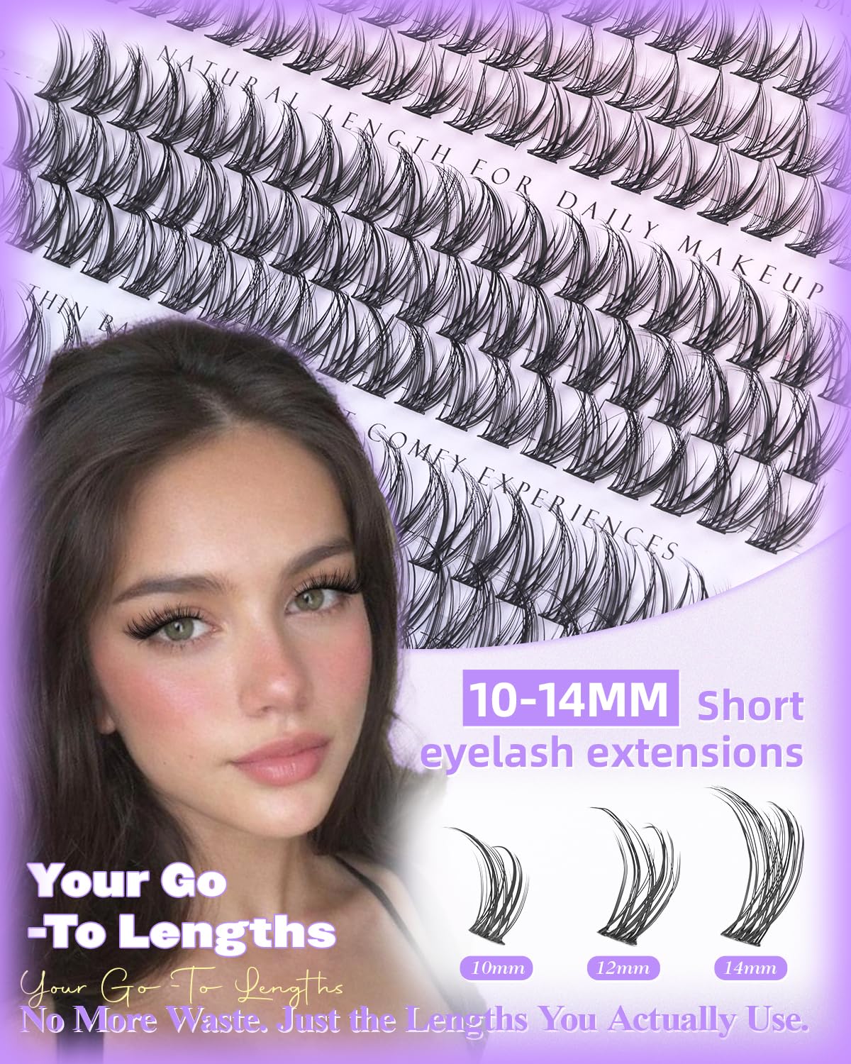 Natural Eyelash Clusters - Wispy 10-12-14mm Extensions | C Curl Thin Band Fairy Lashes