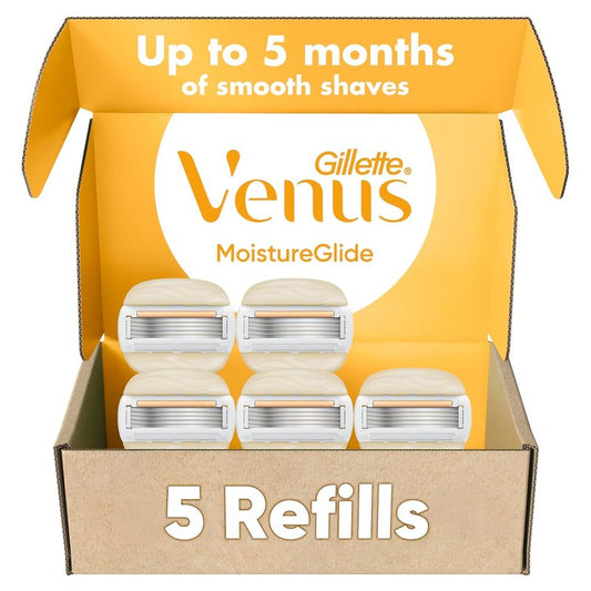 Gillette Venus Razor Refills - 5 MoistureGlide Blades with Built-in Shave Gel | Fits Venus Handles