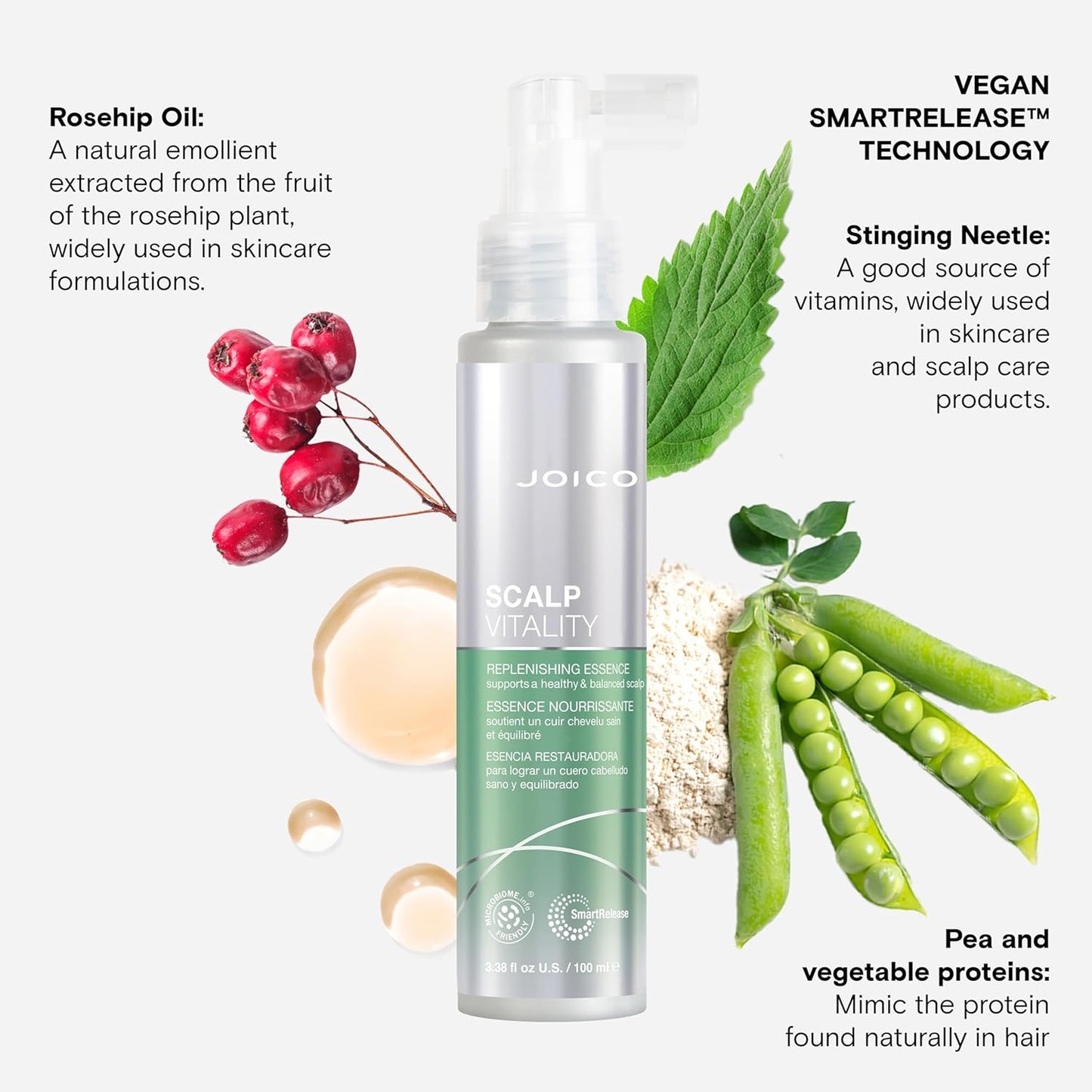 Joico Scalp Vitality Replenishing Essence - Hydrating Treatment for Dry, Itchy Scalp | 3.38 Fl Oz