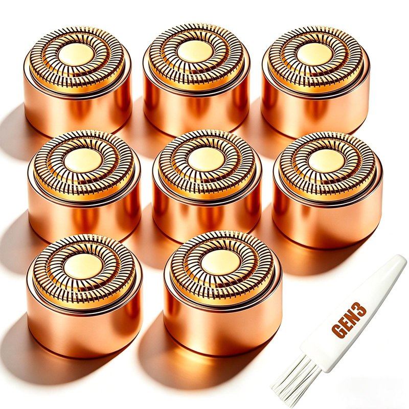 Gen 3 Replacement Heads For Finishing Touch Flawless Hair Removal, Double Ring Replacement Blades for Flawless Facial Hair Remover, Rose Gold (Gen3-8pack)