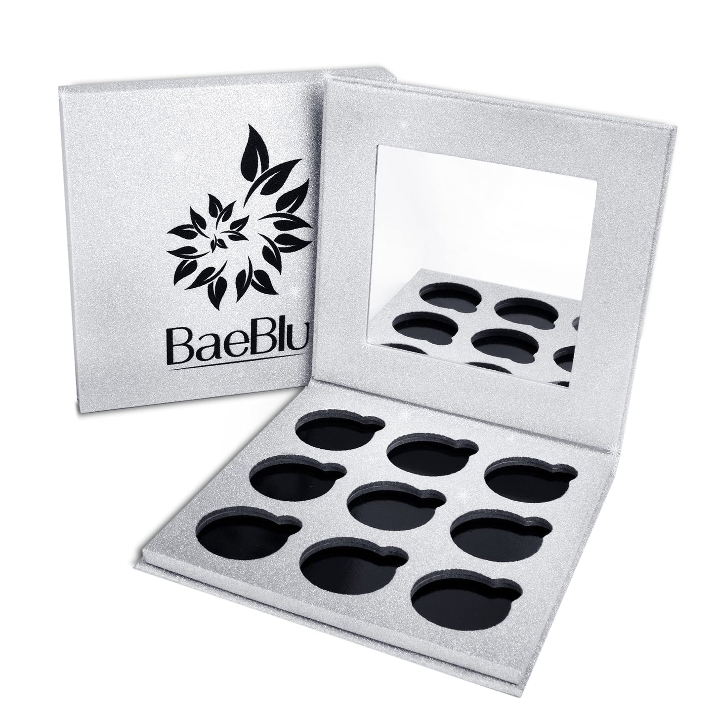BaeBlu Glitter Mirror Empty Magnetic Reusable Eyeshadow Makeup Palette Case with Cover
