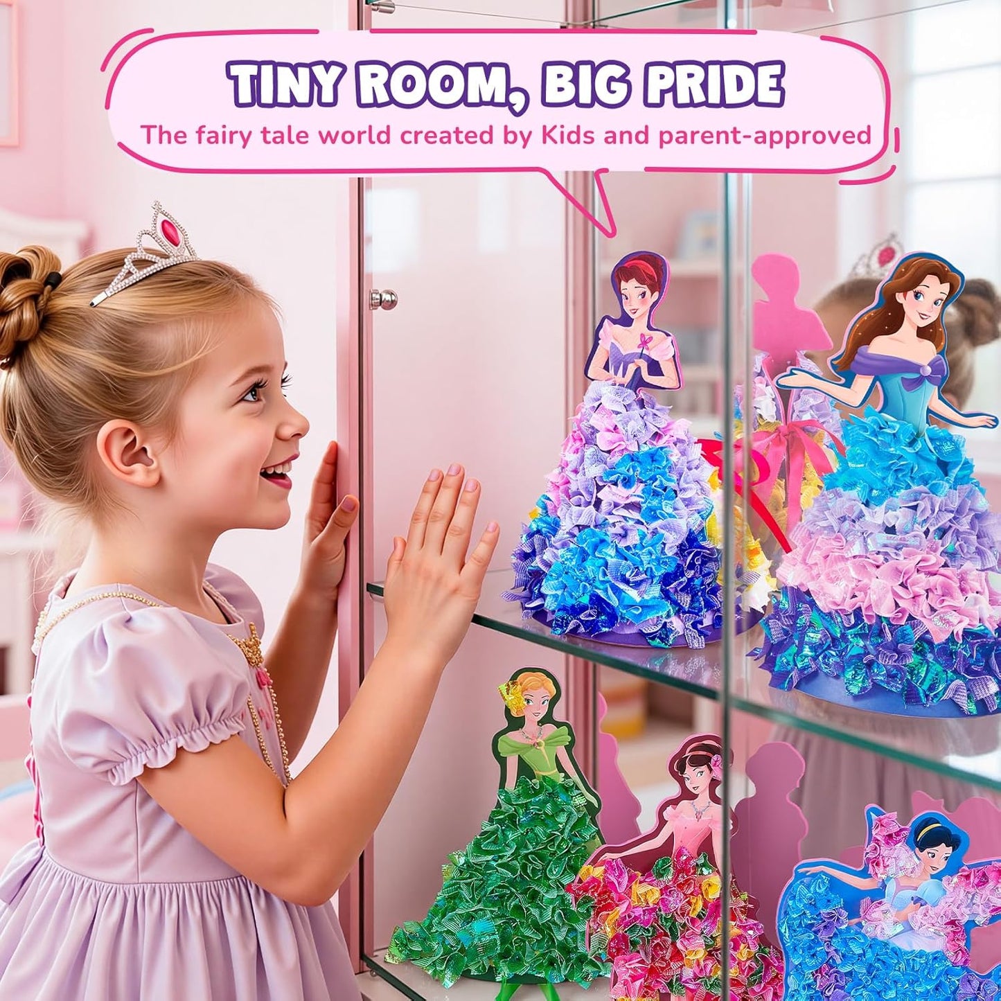 3D Castle Princess Dress Up Craft Kit - DIY Fairy Tale Scene | Mess-Free Arts & Crafts for Girls Age 4-8