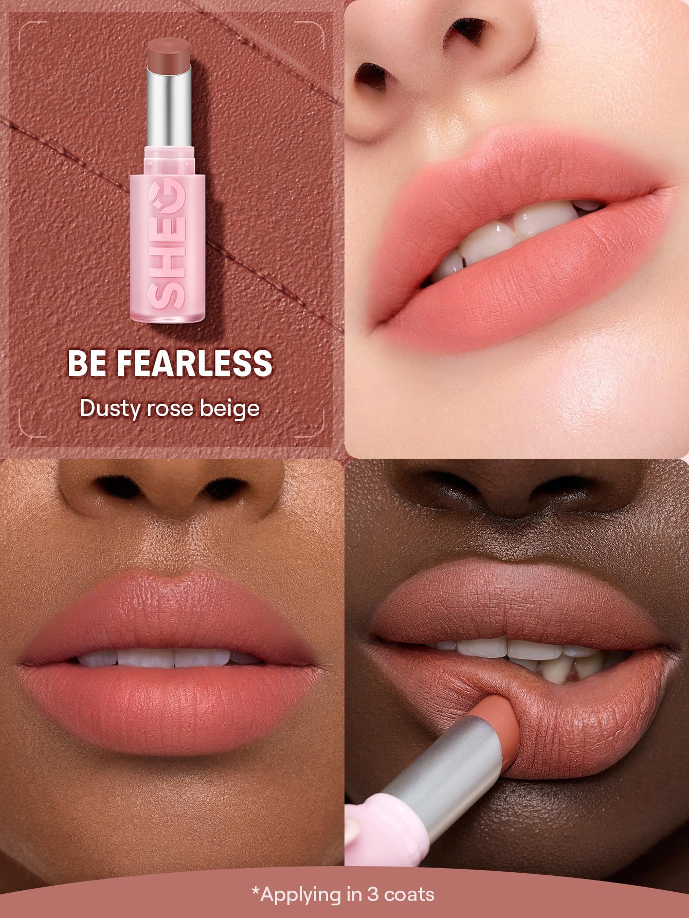SHEGLAM Lip Veil Cushion Lightweight Lipstick Matte Soft High Pigmented Long-Lasting Lipstick-Be Fearless