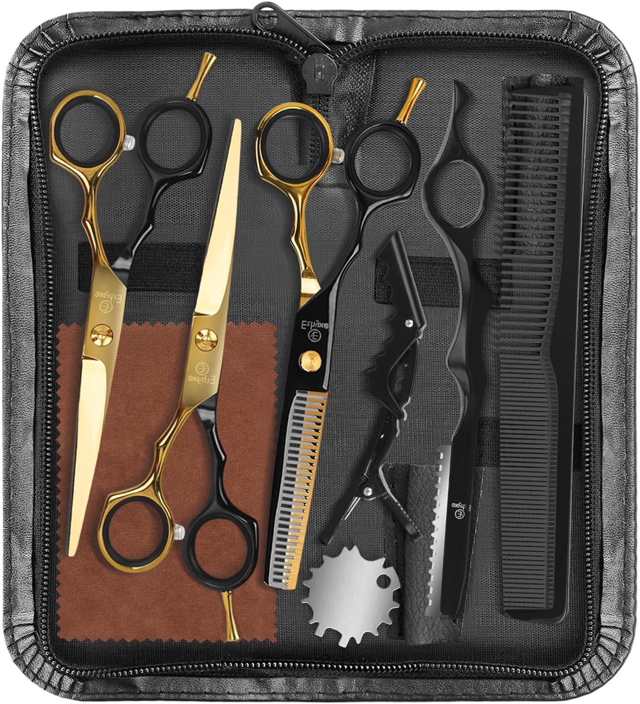 Professional Black Hairdressing Scissors - 6.5" Japanese Stainless Steel Thinning & Trimming Shears | Salon-Grade Barber Tools