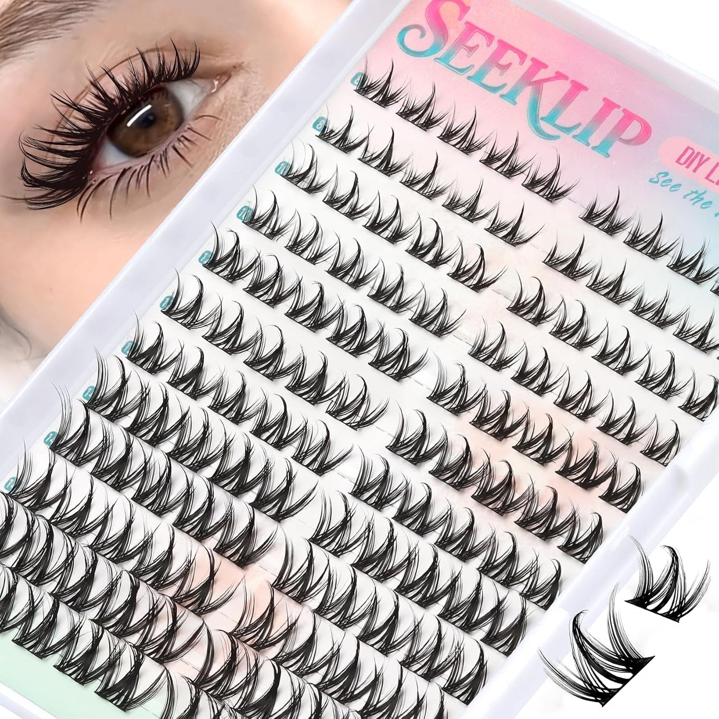 Bunny Lash Clusters - Dark Brown Spiky Doll Individual Lashes | 120 Pcs D Curl 8-16MM for DIY Eyelash Extensions