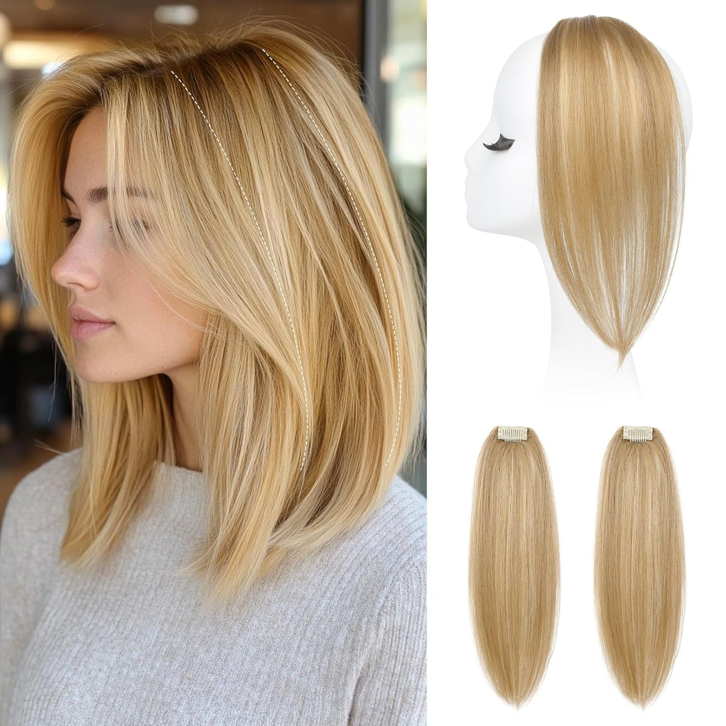 Clip In Hair Volumizer - 12 Inch Thick Hairpieces for Extra Volume | Off Black, 2PCS