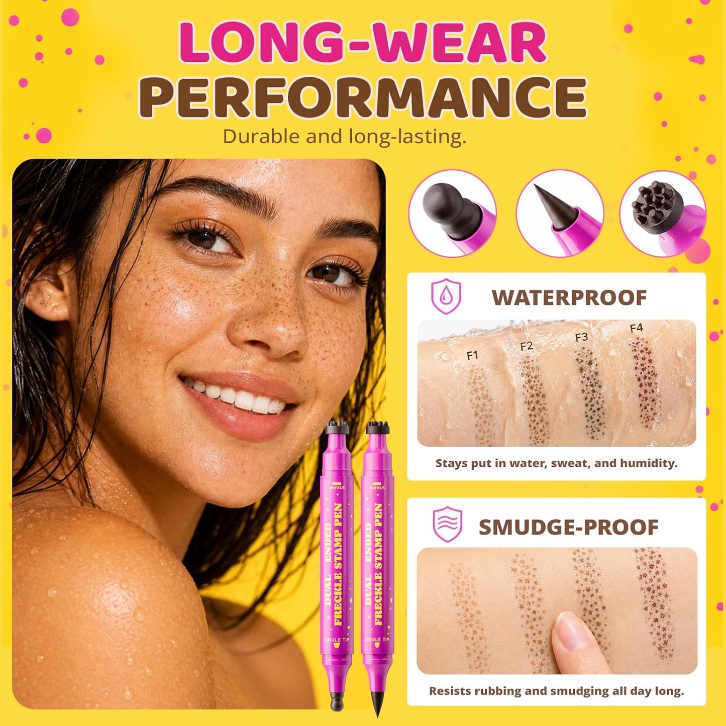 Freckle Stamp Pen - Dual-Ended Waterproof Makeup Tool for Realistic Faux Freckles | Soft Warm Brown