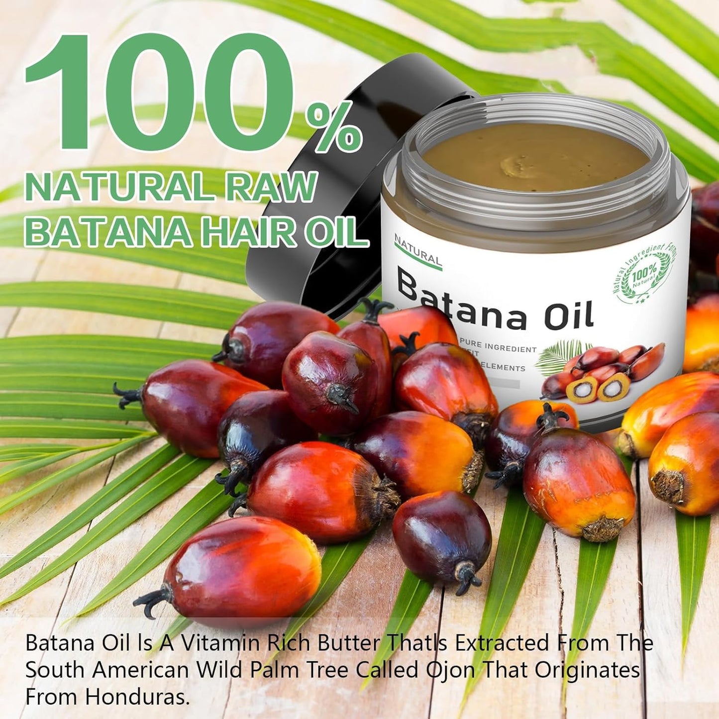 100% Raw Batana Oil for Hair Growth, Authentic Cold Pressed Dr.Sebi Organic Batana Oil Mask, Natural Hair Growth Oil Prevents Hair Loss, Eliminates Split Ends & Increases Shine,120g-1pcs