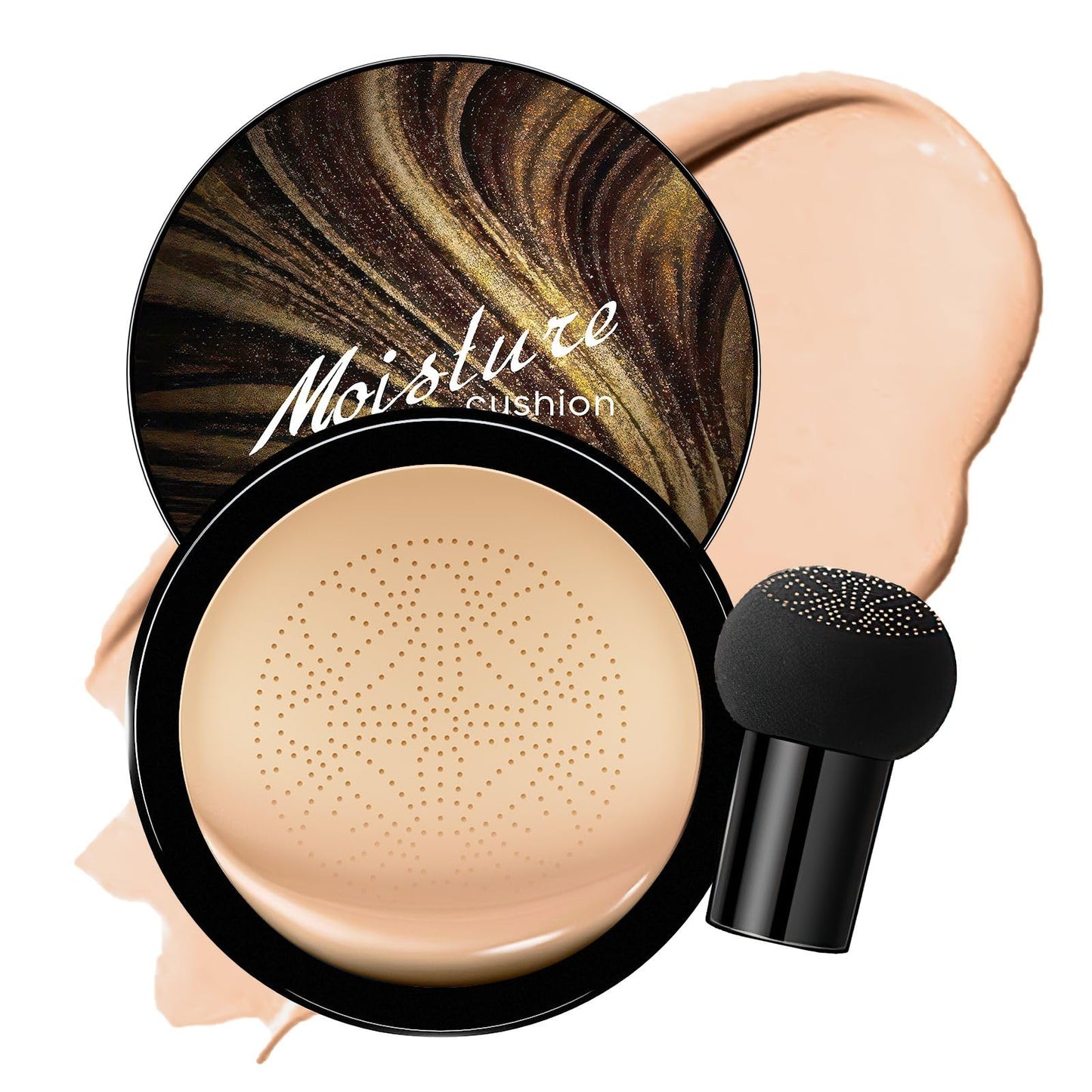 Mushroom Head Air Cushion CC Cream - Tattoo Cover up Makeup Waterproof for Mature Skin Moisturizing Concealer Brighten Long-Lasting, Gold Packaging (Natural, 3.21 Ounce (Pack of 1))