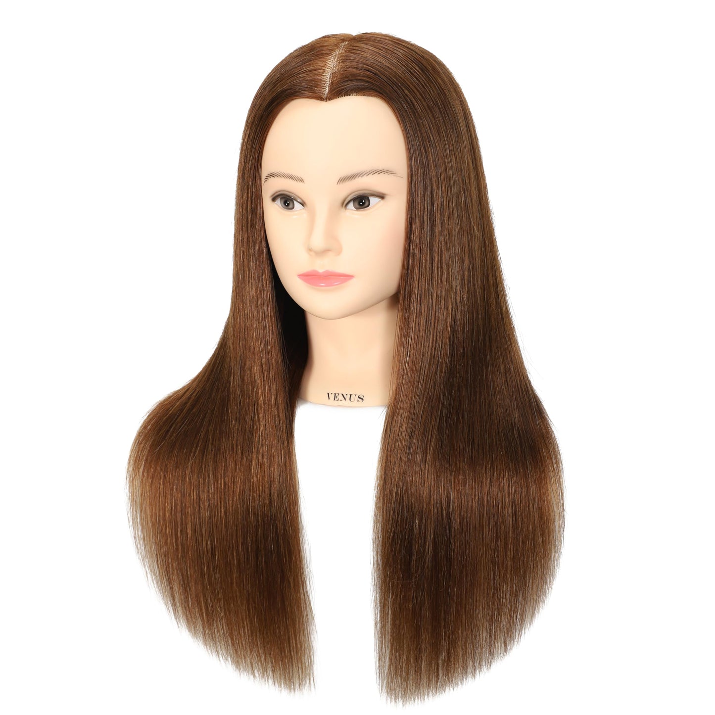 Headdoll 100% Human Hair Mannequin Head Hair Styling Training Head Cosmetology Manikin Head Doll Head for Hairdresser with Free Stand