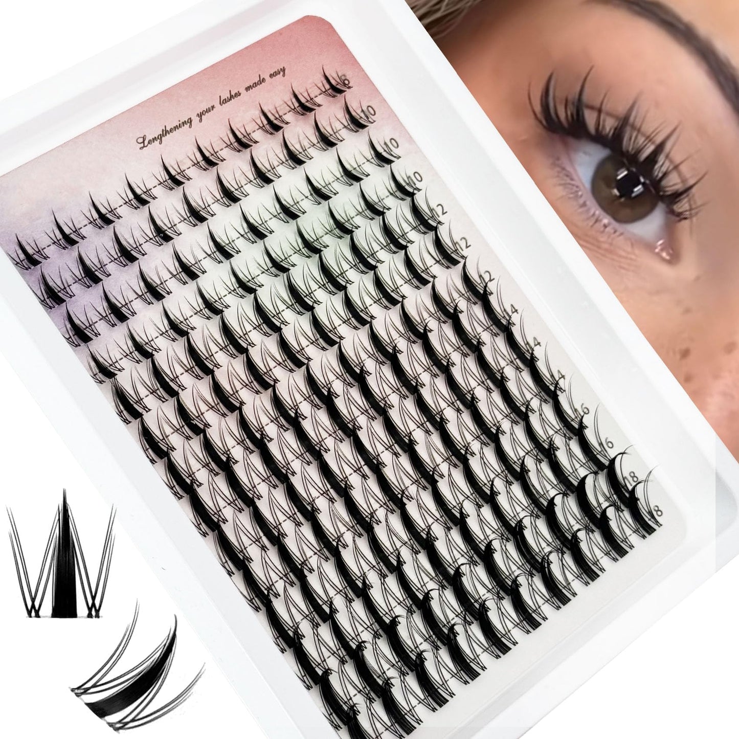 Fairy Lash Clusters Manga Cluster Eyelash Whybraw Anime Lash Clusters Spiky Eyelashes Extensions Natural Look C-Curl Individual Wispy 8-18MM 140pcs Wet-Look Eye Lash Ultra-Thin Clear Lash Band