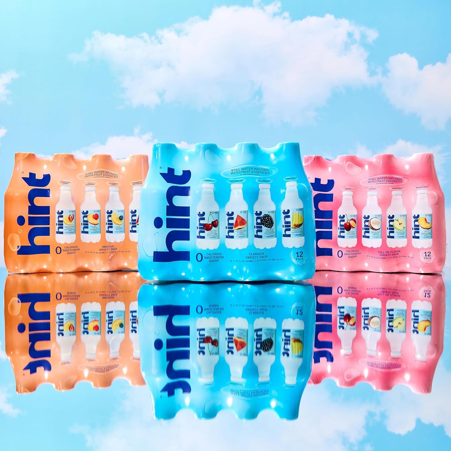 Hint Infused Bottled Water Variety Pack - Sugar-Free, Zero Calorie Natural Flavors | 16 Fl Oz (Pack of 12)