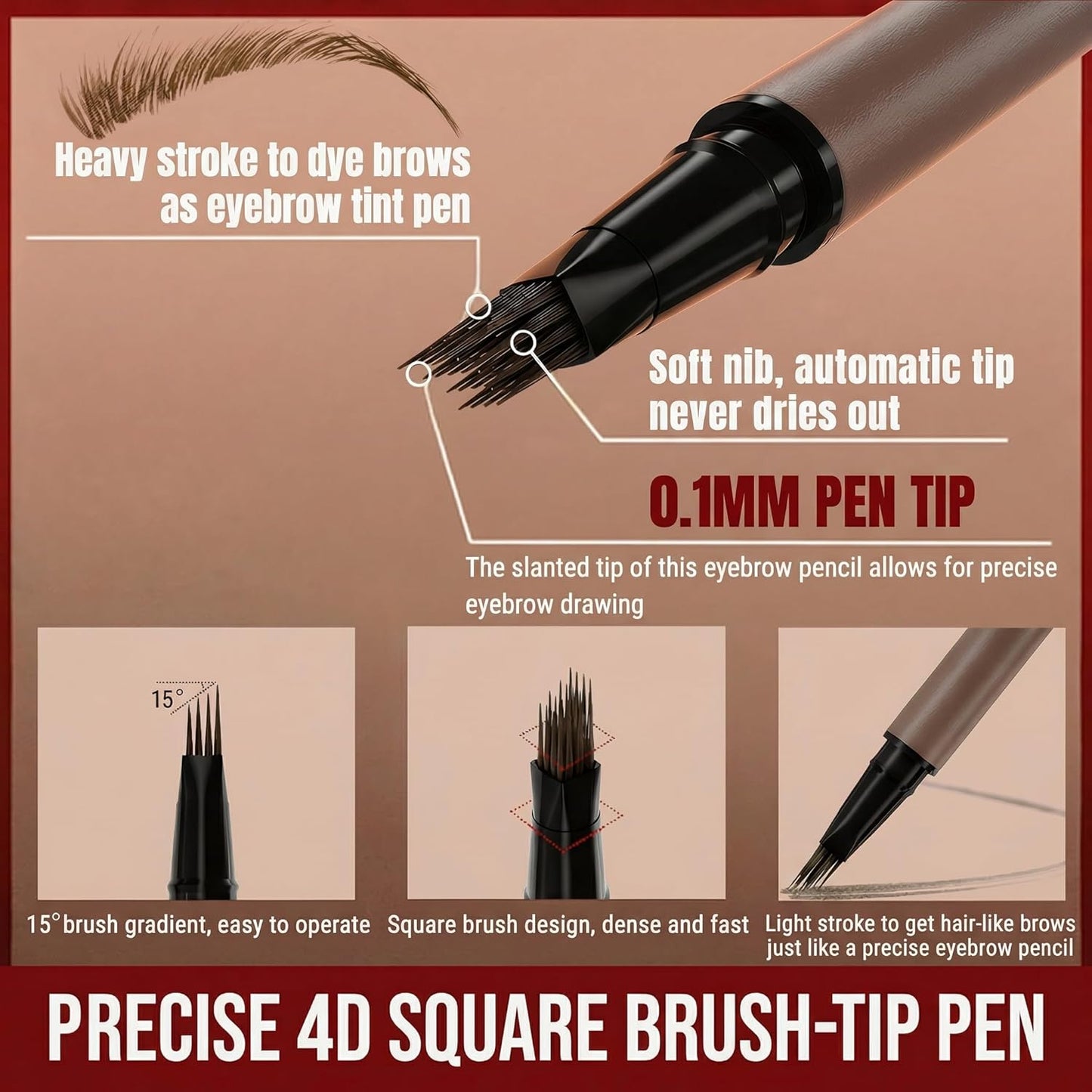 Eyebrow Pencil - 2-in-1 Microblading Pen with Ultra-Fine Tips | Waterproof, Long-Lasting, Brown