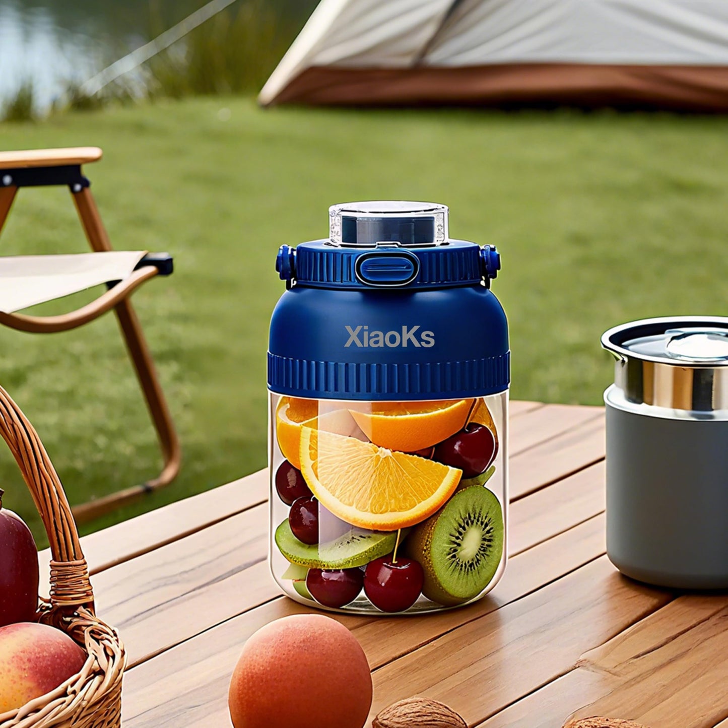 Xiaoks Portable Blender Personal Blenders for Shakes and Smoothies with 43oz Travel Cup, Rechargeable USB with BPA Free Cup and Lid,Small Blenders Cup for Kitchen Office Travel Gym (BLUE)
