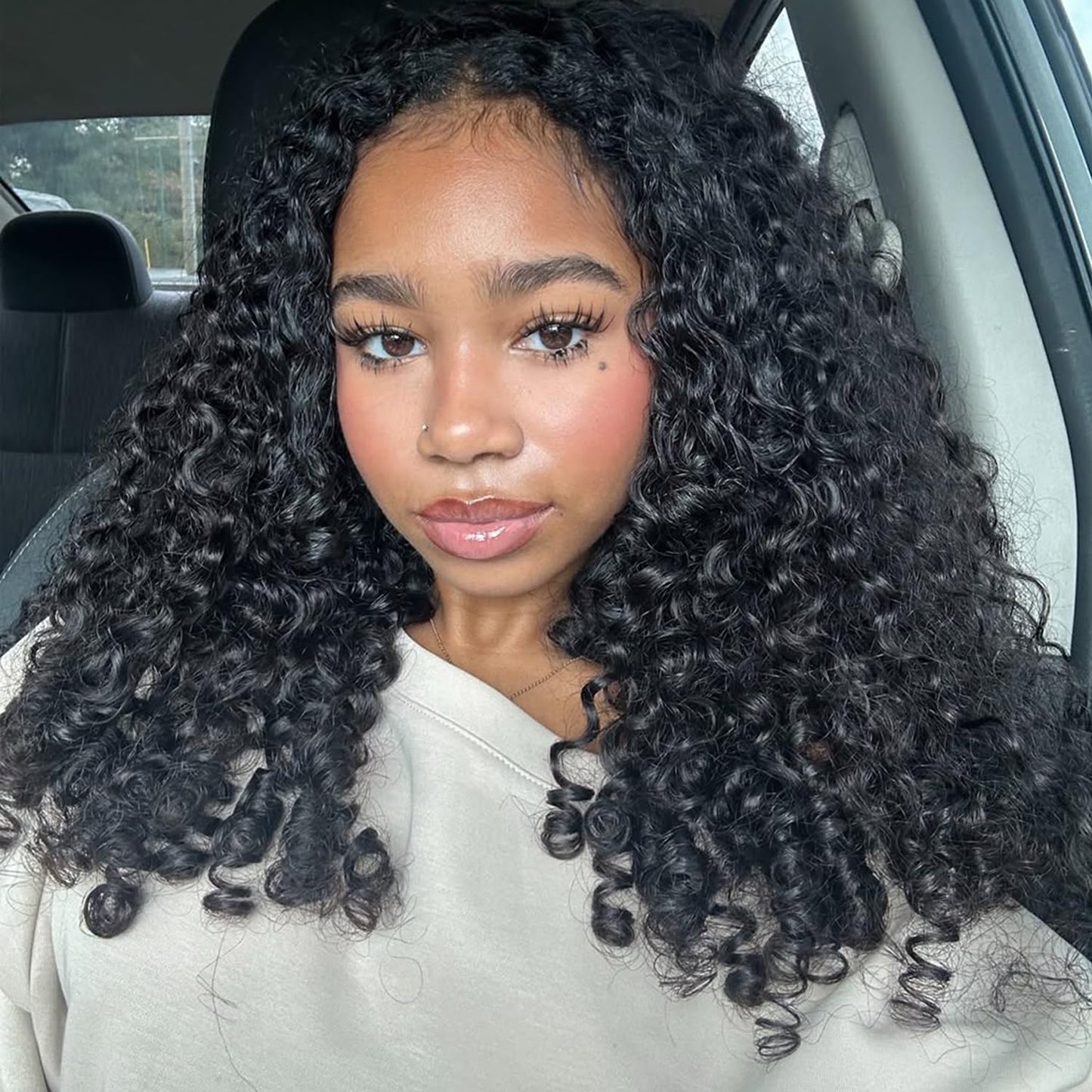 Burmese Curly Half Wig - 220% Density 100% Real Human Hair | Glueless 3-in-1 Headband Wig, 16 Inch