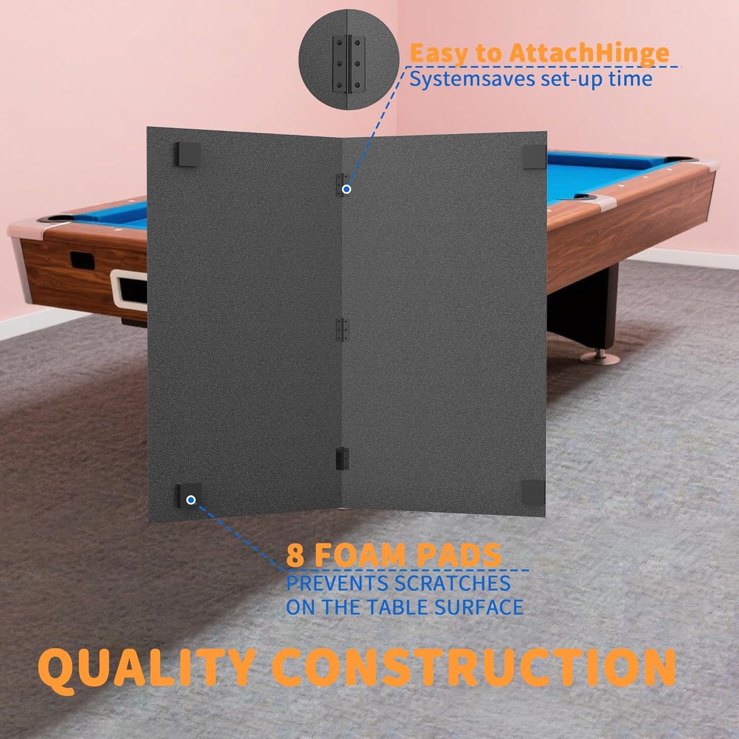Ping Pong Table Top - 8x4 FT Foldable Indoor Table Tennis Conversion with Net & Foam Padding | Ideal for Game Rooms