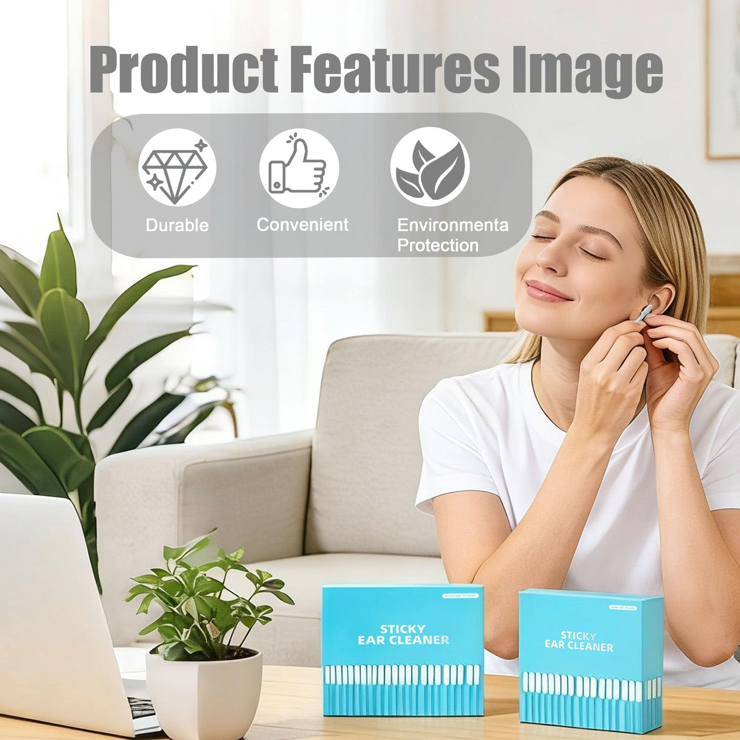 Sticky Ear Cleaning Stick 96 Pack, Adhesive Ear Cleaner with Washable Design, Reusable Soft Sticky Ear Swabs for Gentle Ear Cleaning, Portable Earwax Removal Tools for Adults (L)