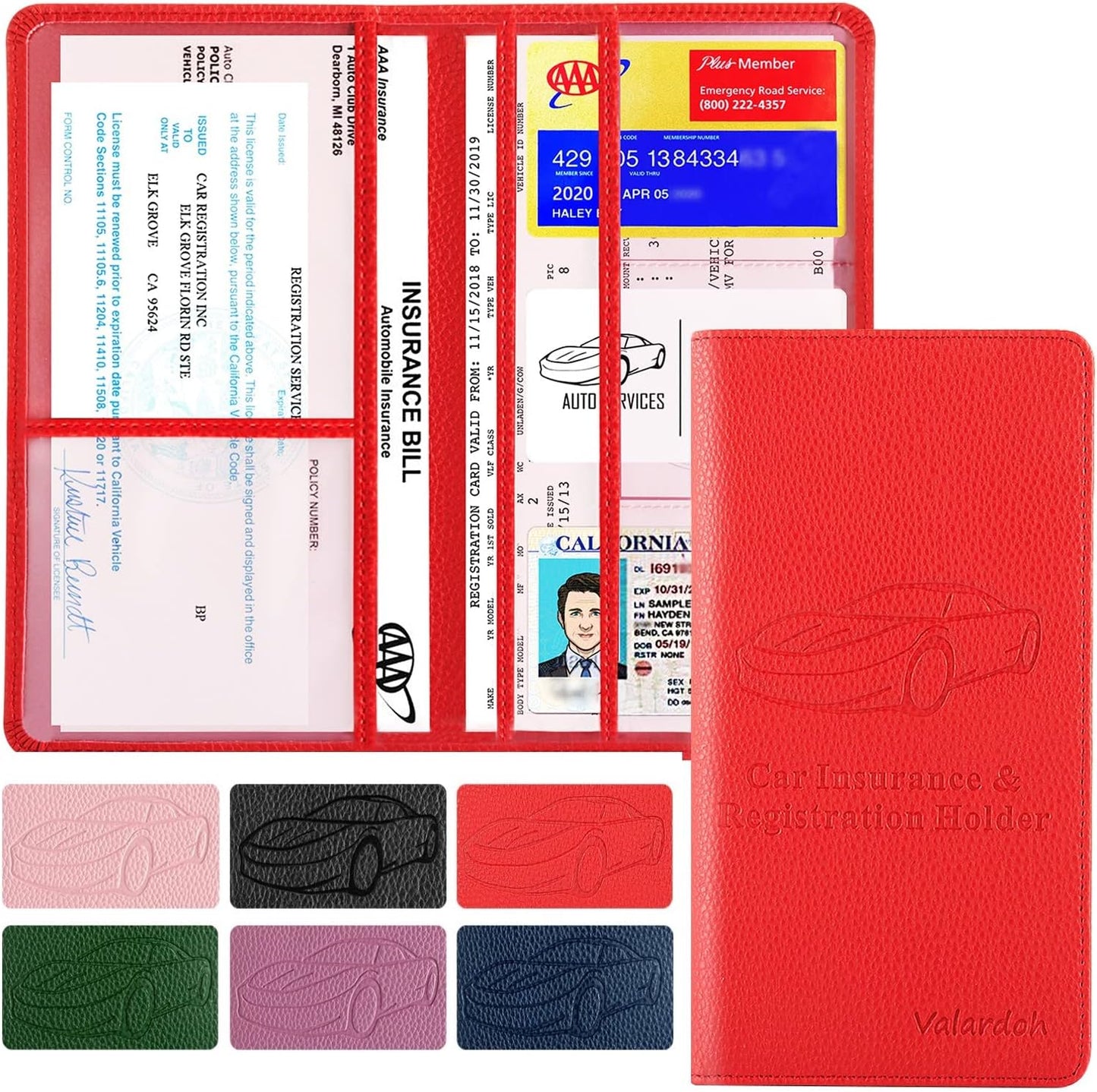 Car Registration & Insurance Card Holder - Premium Document Organizer for Driver License & Essentials | Pink