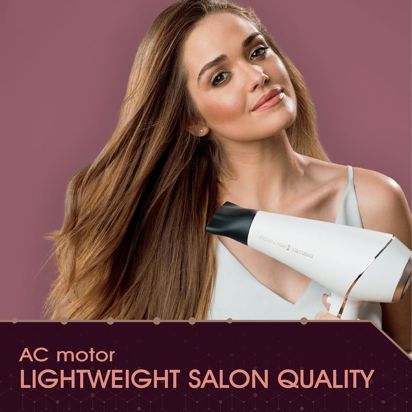 Remington Pro Ionic Hair Dryer - 1875W with Diffuser & 3 Heat Settings | Lightweight & Fast Drying