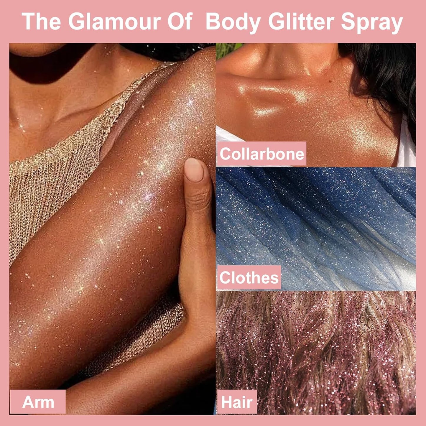 Holographic Silver Body Glitter Spray - Quick-Drying, Long-Lasting 60ML for Hair, Clothes & Festivals | Rave Accessories