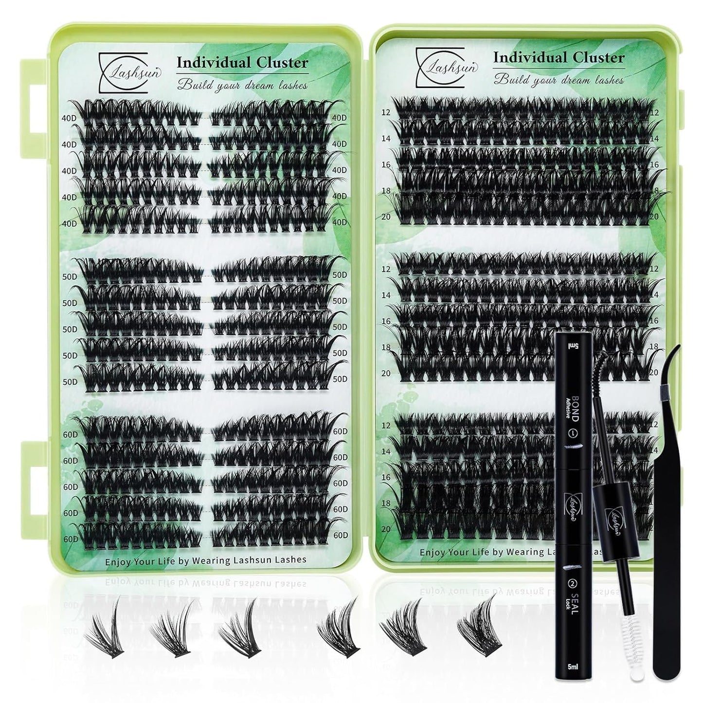 Lash Clusters Kit - 540pcs D Curl Wispy Cluster Lashes | Soft, Comfortable DIY Eyelash Extensions 10-22mm