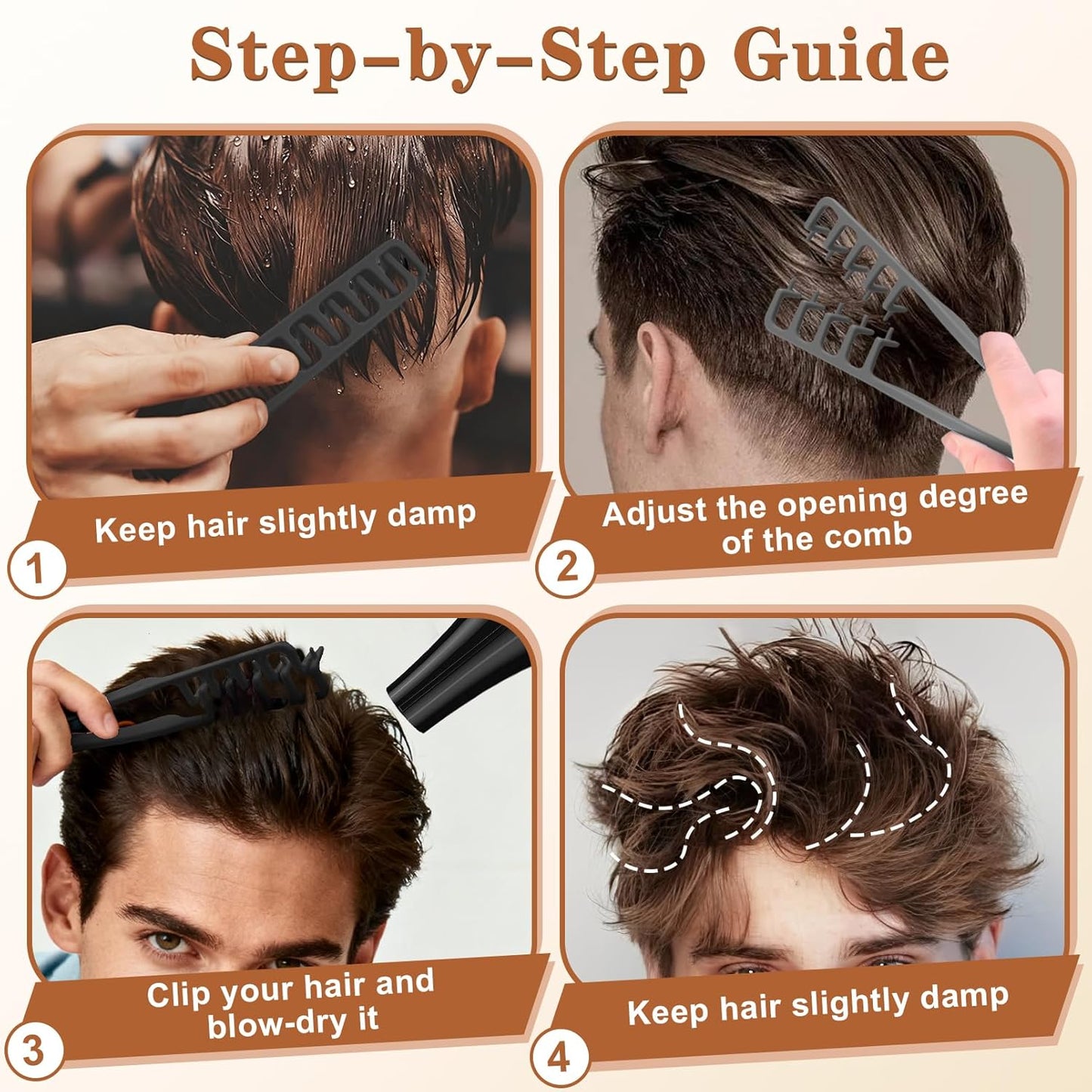 Voluminous Wide-Toothed Hair Comb Set - 2 Pcs ABS Plastic with Textured Grip for Maximum Root Lift | Black & Grey