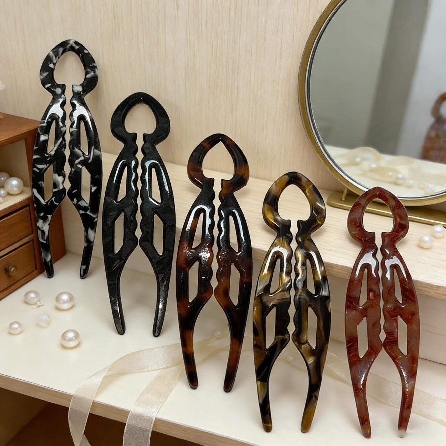 Prestige French Hair Pins - 5PCS Set for Thin & Thick Hair | Double-Notch Locking Mechanism