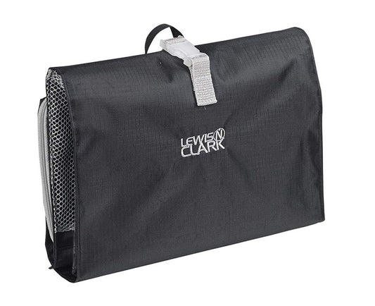 Lewis N. Clark Hanging Toiletry Bag for Travel Accessories, Shampoo, Cosmetics + Personal Items with Waterproof Compartment and Folding Design, Black