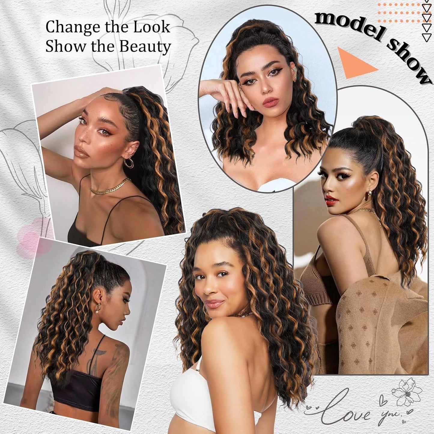 Curly Ponytail Extension - 20 Inch Drawstring Hairpiece for Black Women | Synthetic Long Wavy Style