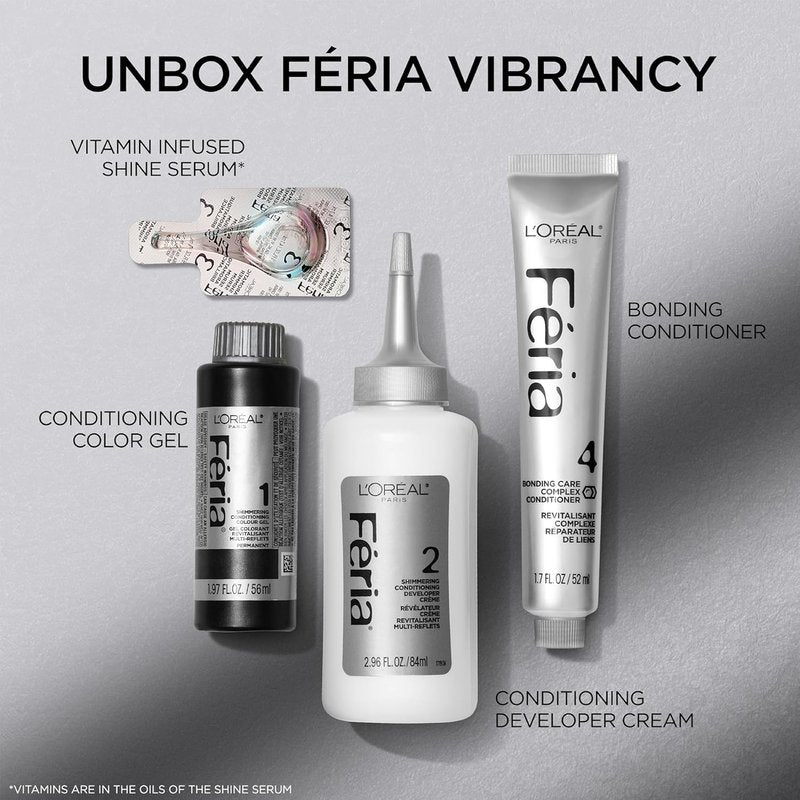 L'Oreal Paris Feria Hair Color - Multi-Faceted Shimmering Dye for 3X Highlights | 54 Spiced Copper, 1 Kit
