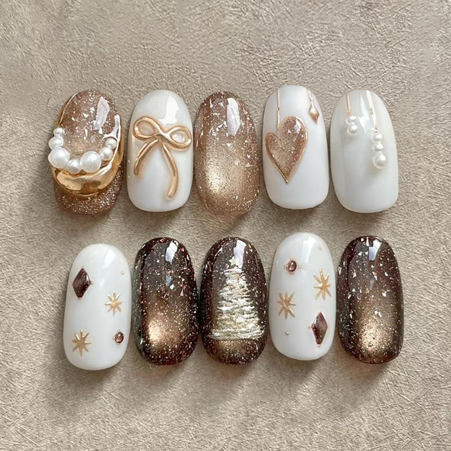 Press-On Nails - 30 Pcs Pink Flower French Tip Design | Short Almond 3D Floral Full Cover Acrylic Set