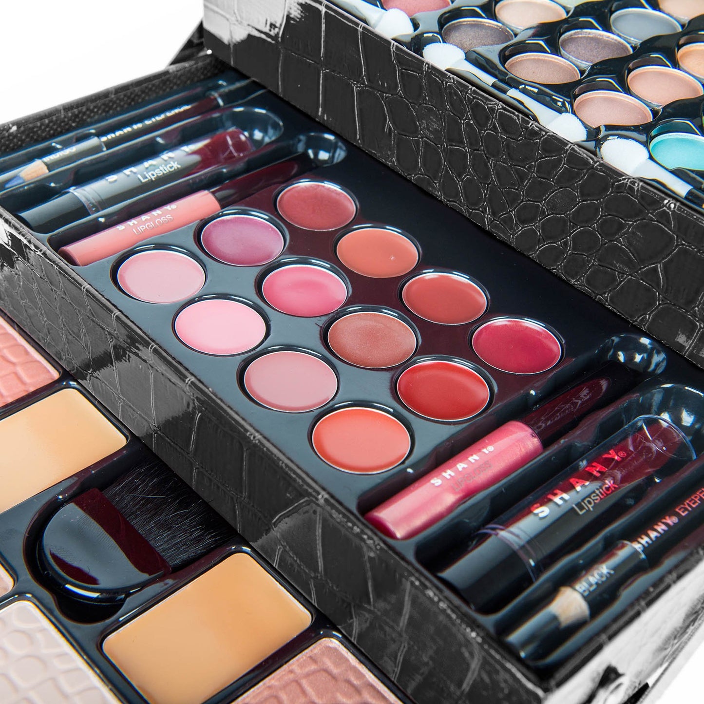 SHANY All In One Makeup Set, 67 Colors Eyeshadow, Blushes, Face Powder, Lipstick, Eye liners, Make up Pencils and Cosmetics Mirror - Makeup Kit With Reusable Beauty Organizer Train Case - Black