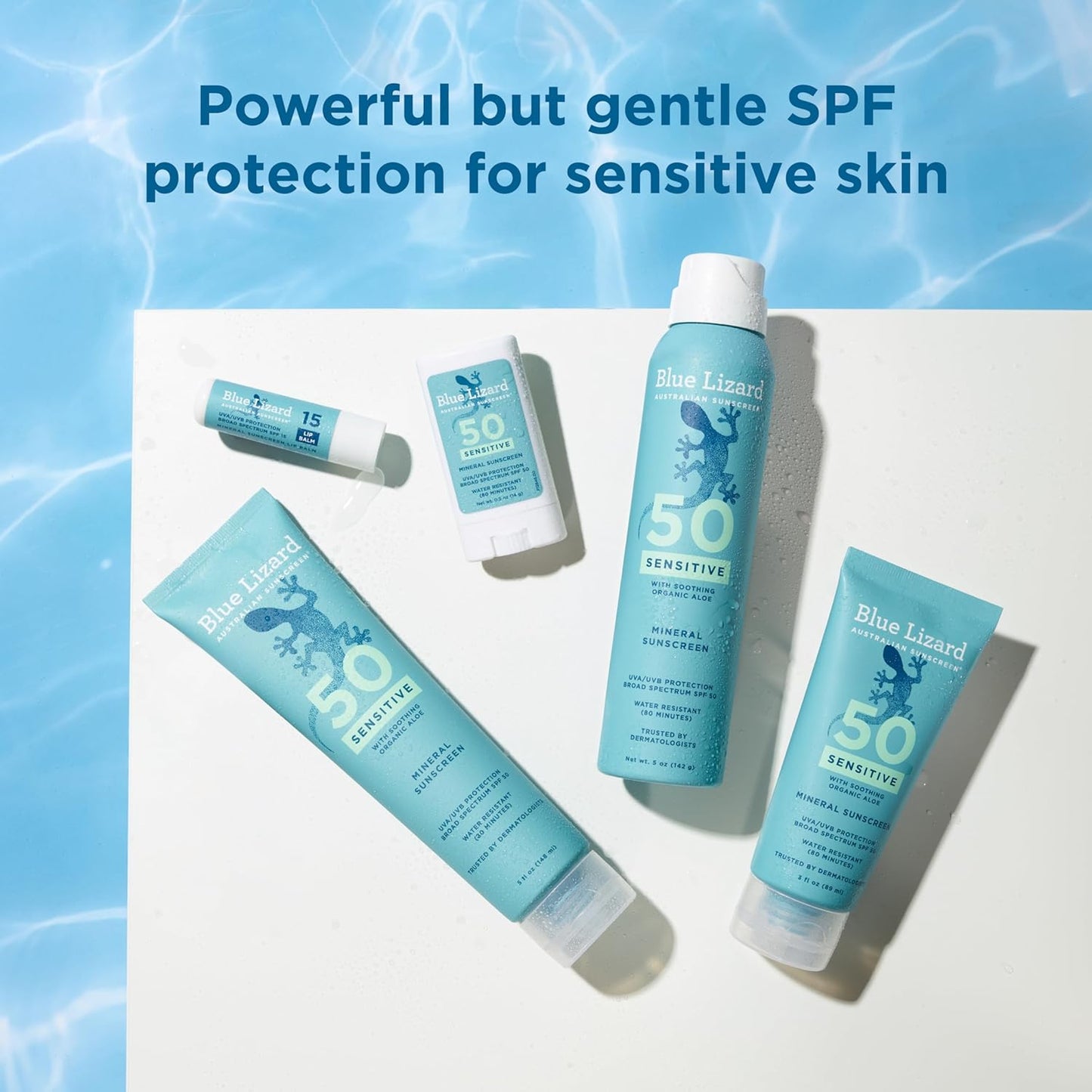 Blue Lizard Sensitive Mineral Sunscreen SPF 50 - 100% Mineral UVA/UVB Protection with Aloe Vera | 5 fl oz