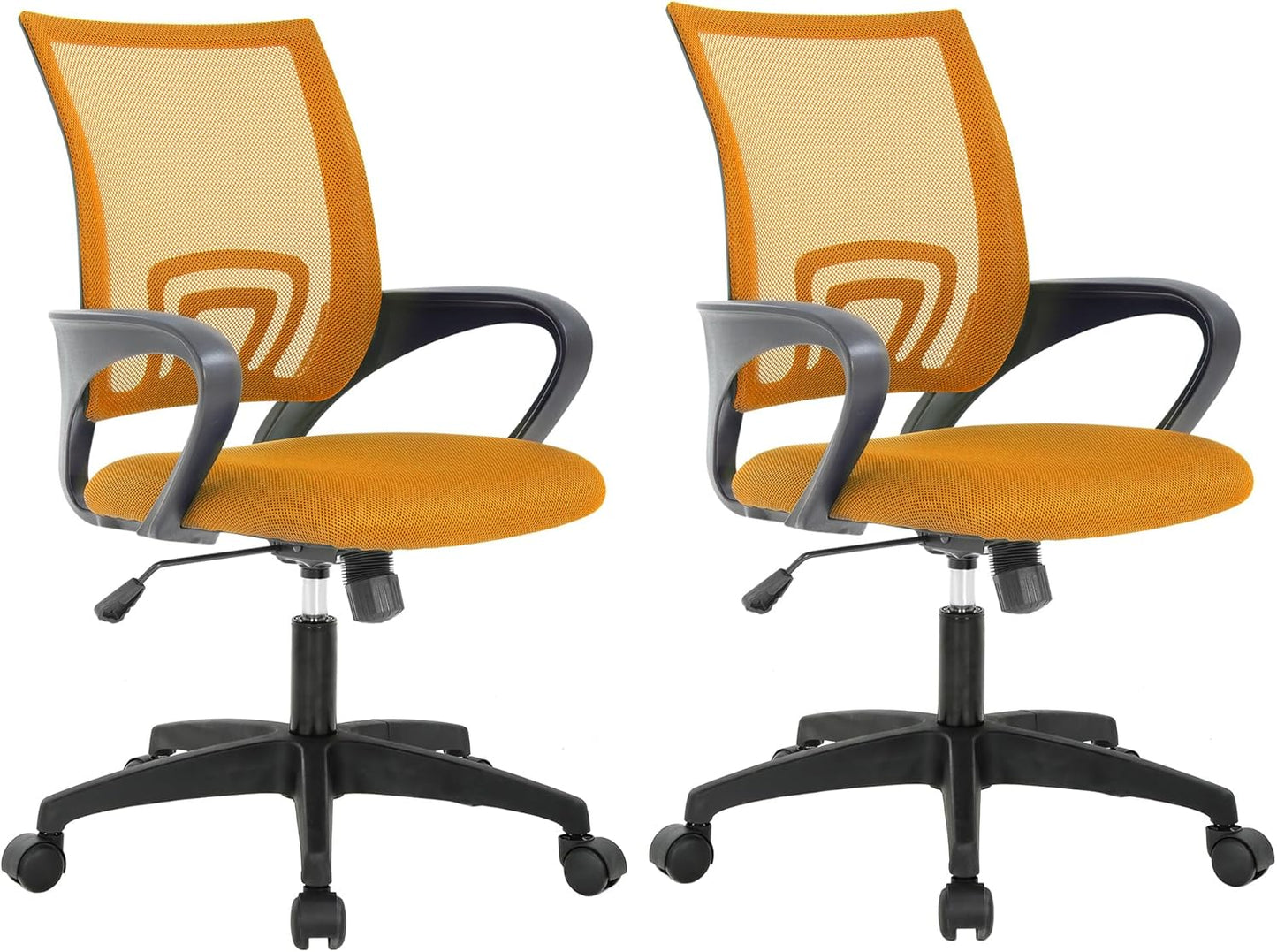 Ergonomic Office Chair - Mid-Back Swivel Desk Chair with Breathable Backrest & Lumbar Support | Adjustable Height | Black