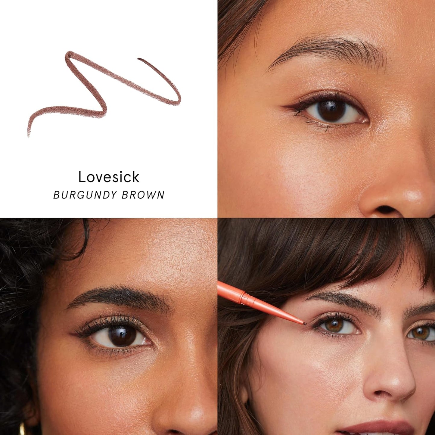 Waterproof Precision Eyeliner - 1.5mm Smudge-Proof Gel Liner | Easy Refills, Cruelty-Free (Lovesick - Burgundy Brown)