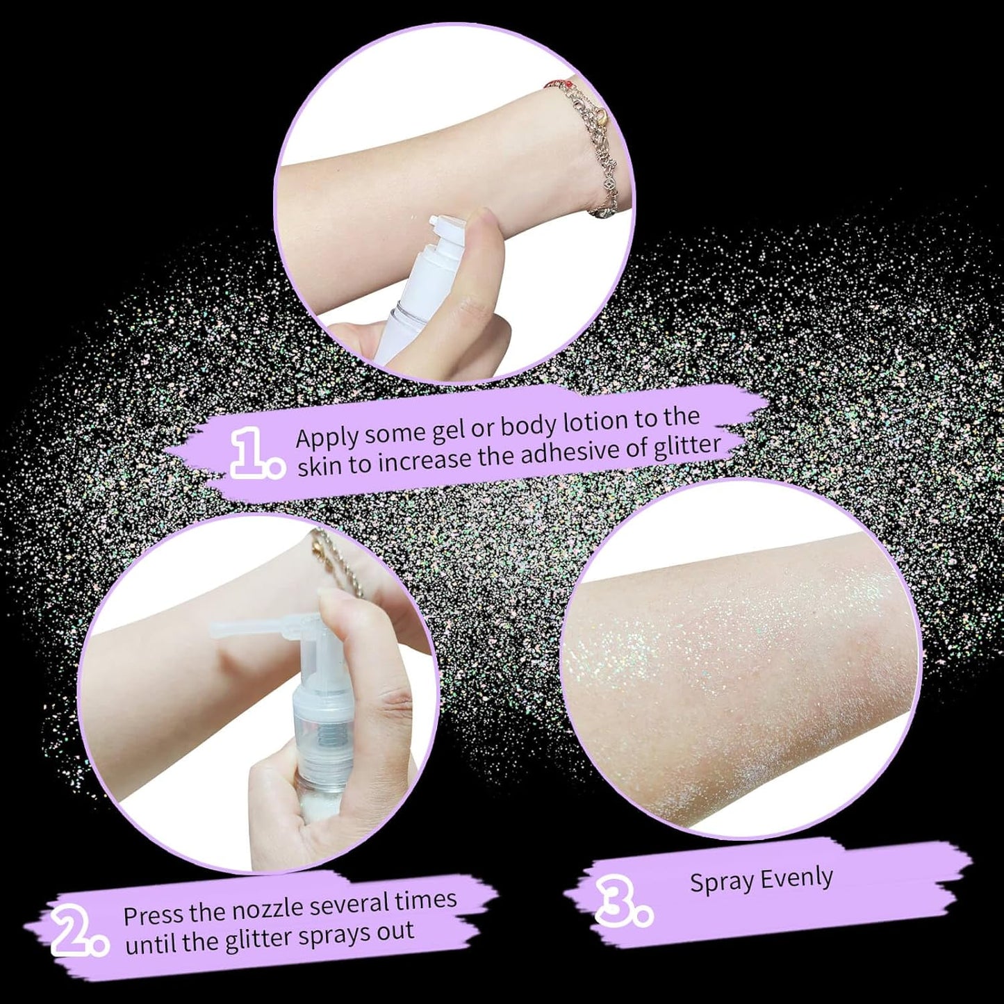 White Hair and Body Glitter Spray - Shiny Sparkle Glitter for Clothes & Hair | 25g/0.88oz