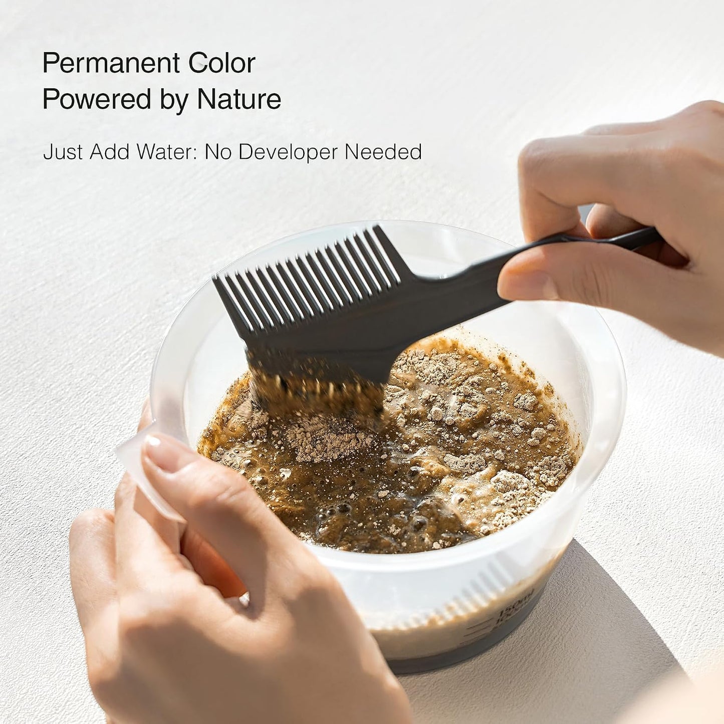 Natural Brown Korean Hair Dye - Ammonia-Free, PPD-Free Color Powder for 100% Gray Coverage | 3 Packets
