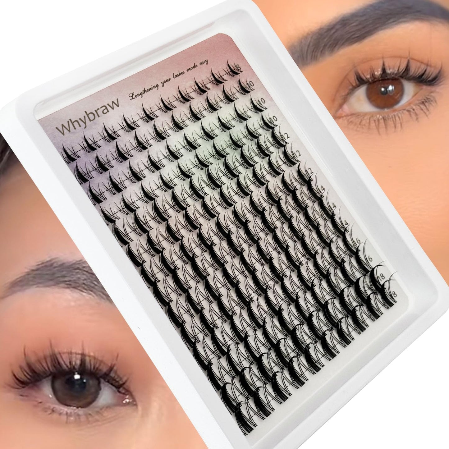 Fairy Lash Clusters Manga Cluster Eyelash Whybraw Anime Lash Clusters Spiky Eyelashes Extensions Natural Look C-Curl Individual Wispy 8-18MM 140pcs Wet-Look Eye Lash Ultra-Thin Clear Lash Band