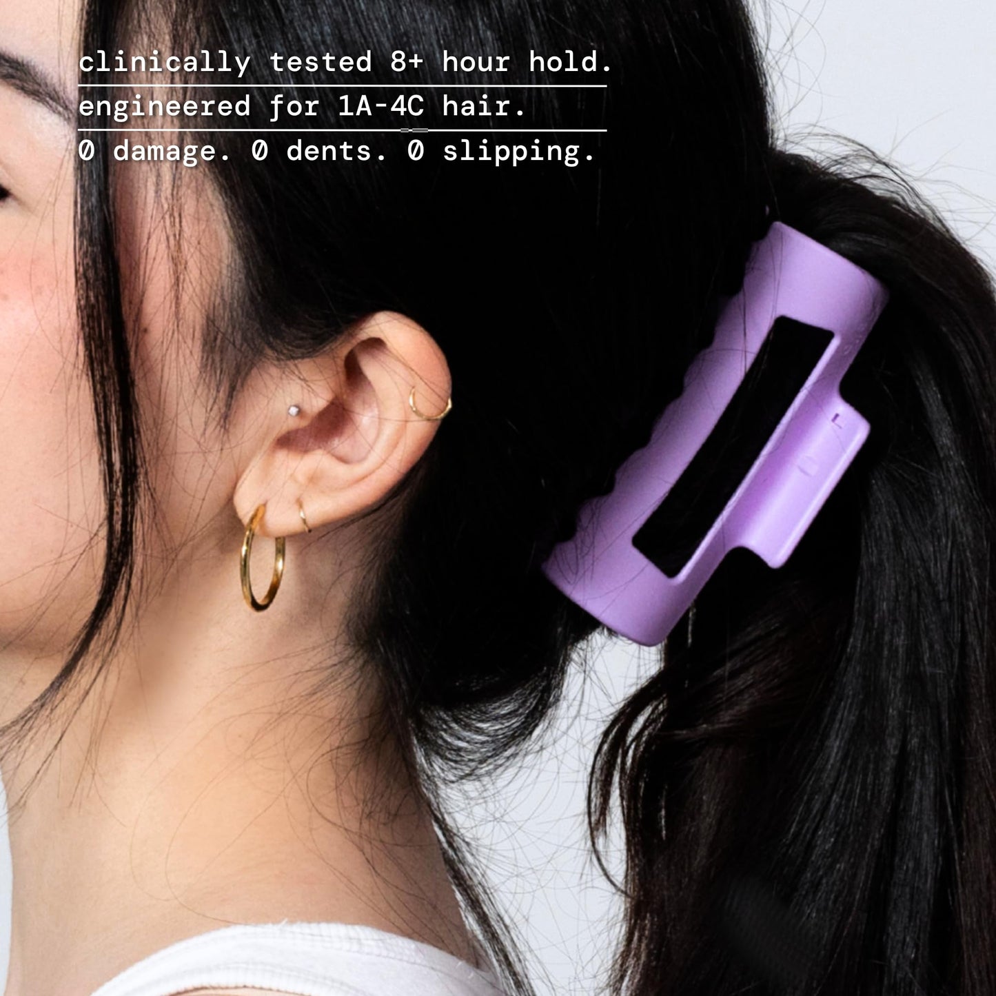 Mello Medium Hair Clip - Flexible Comfort Hair Claw for Women, Strong Hold for Thick & Thin Hair Styling, Durable Material, Matte Non-Slip Finish, Made in Korea, Patent Pending (Purple, Medium)