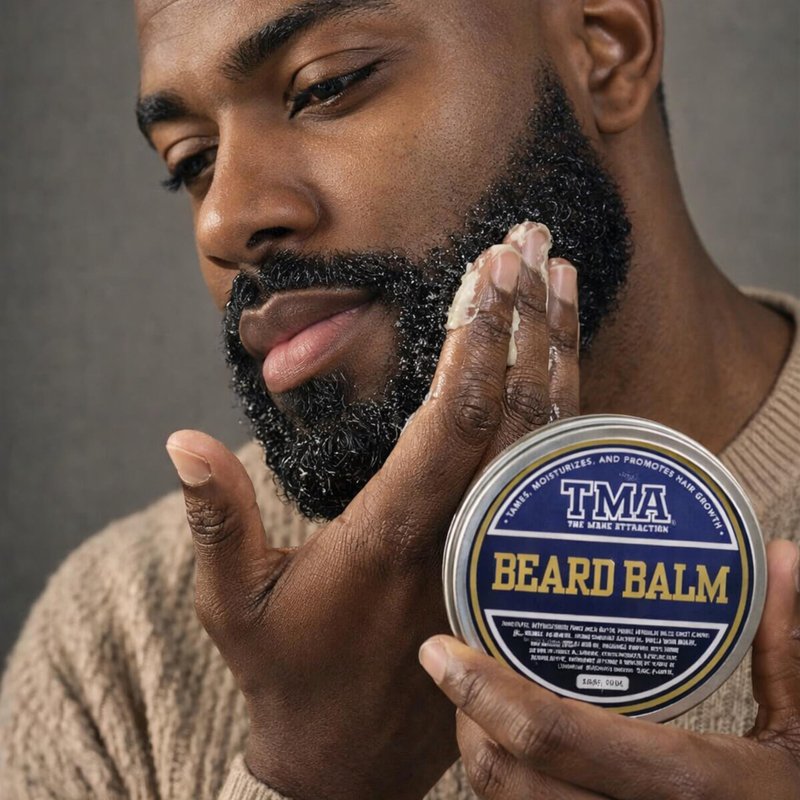 The Mane Attraction Beard Balm for Men – Moisturizing Beard Butter with Shea Butter & Beeswax – Softens, Conditions & Light Hold Styling – Castor & Rosemary Oils – Frizz Control – 2oz