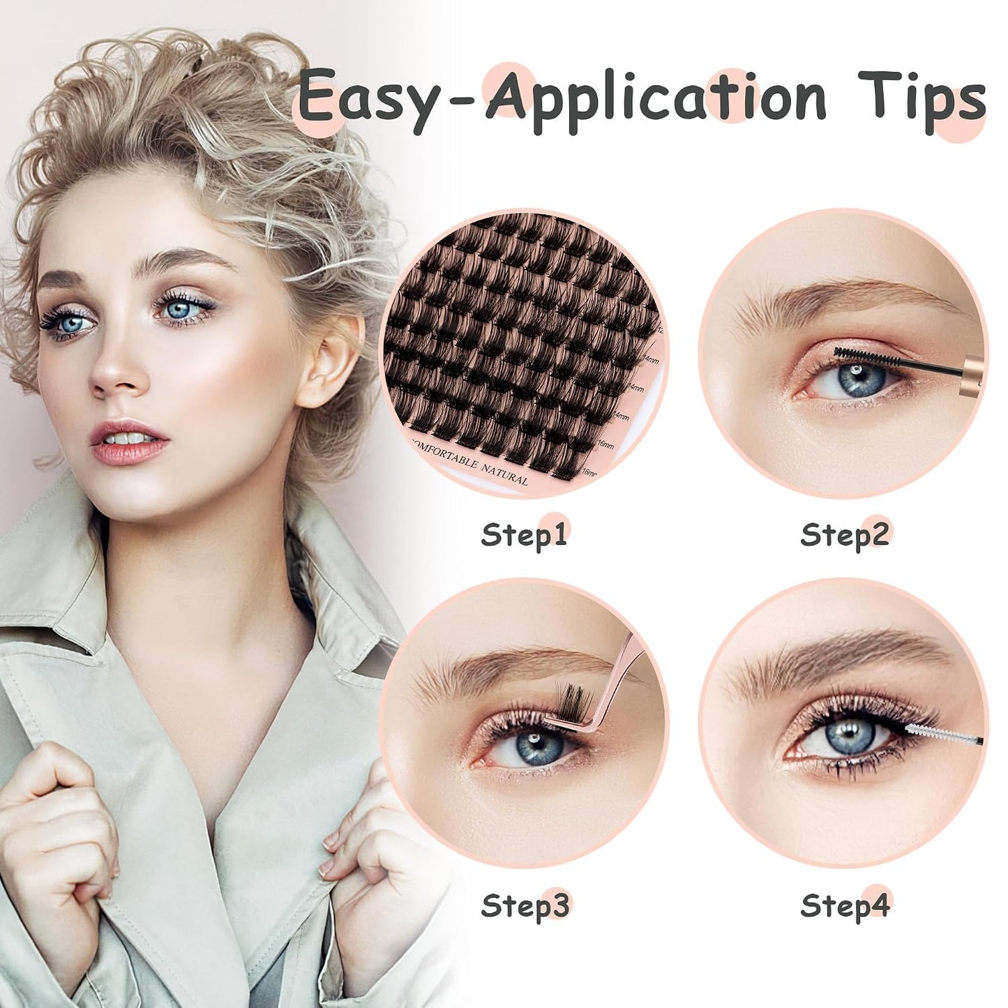 Lash Clusters - 144 PCS Individual 12mm D Curl Eyelash Extensions | Thick, Natural Wispy Reusable Volume Lashes