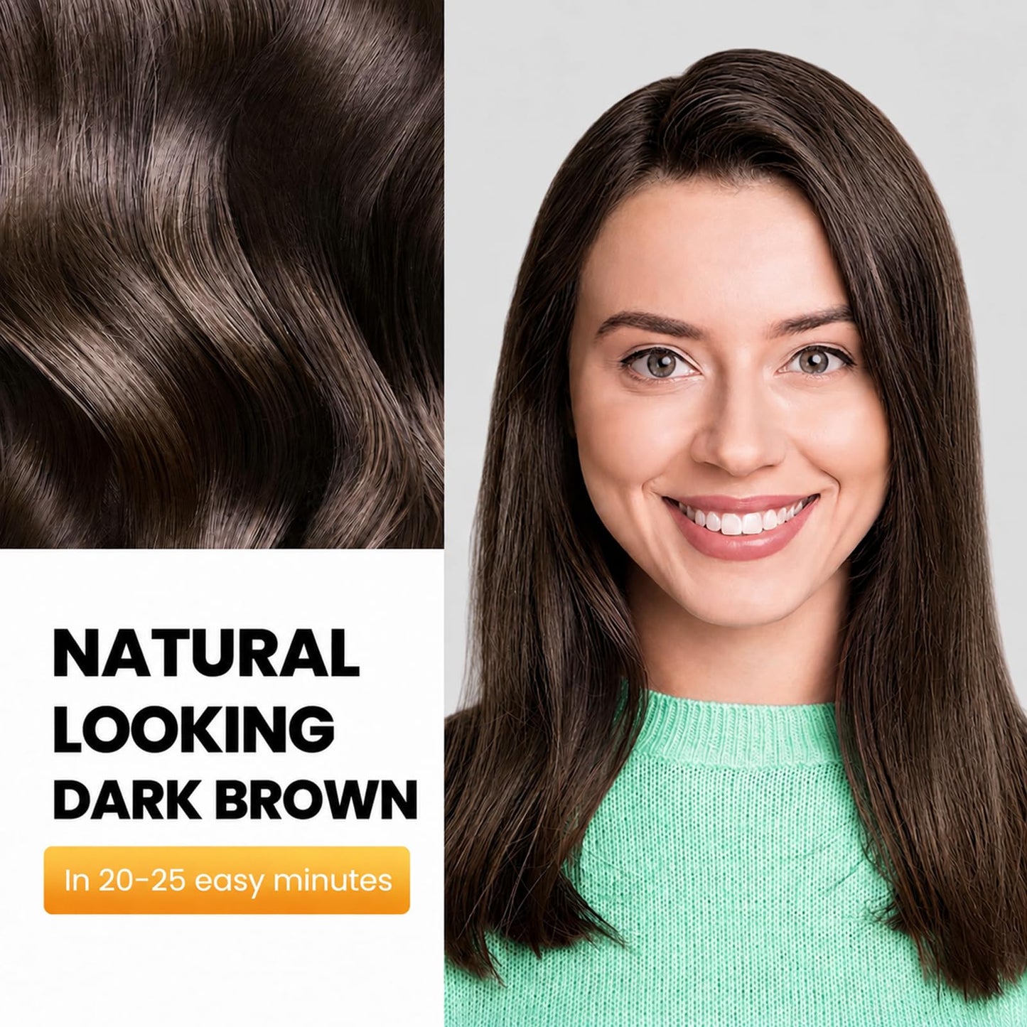 KAISASA Dark Brown Hair Dye Shampoo 3 in 1, Hair Color Shampoo for Women and Men, Hair Dye to Cover Gray Hair, Herbal Ingredient Shampoos for Grey Hair Coverage 500ml (Dark Brown)