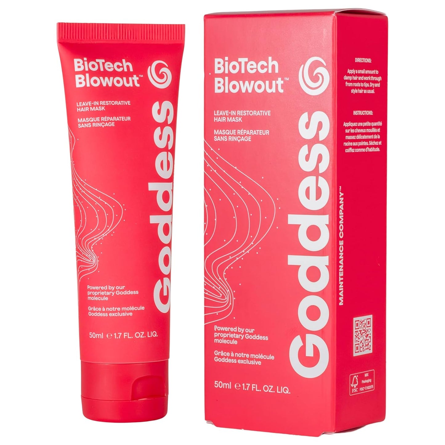 Goddess Maintenance Biotech Blowout Leave-In Hair Mask - Heat Protectant & Frizz Control, 1.7 Fl Oz | For Damaged Hair