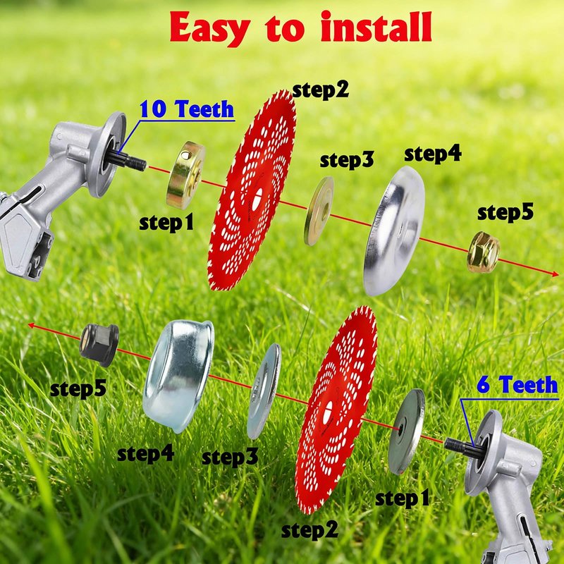 10inch 80T Brush Cutter Blade and 9inch 36T Weed Eater Blade with Heat Dissipation Holes, Steel Weed Eater Blades with Adapter Kit Compatible with Husqvarna Stihl Trimmer