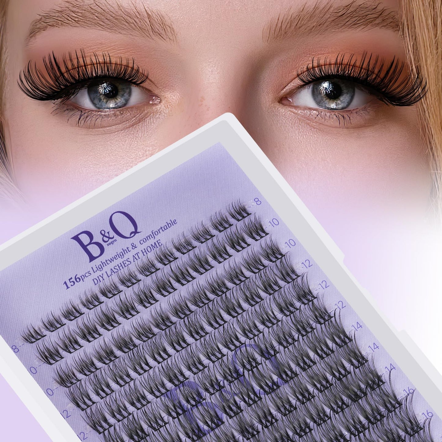 B&Q Wispy Lash Clusters Full B49,Eyelash Clusters 156PCS Comfortable band Cluster Eyelash Extensions,8-18mm Volume Individual Lashes Lightweight D Curl Lash Clusters Soft Eyelashes Natural Look(B49)
